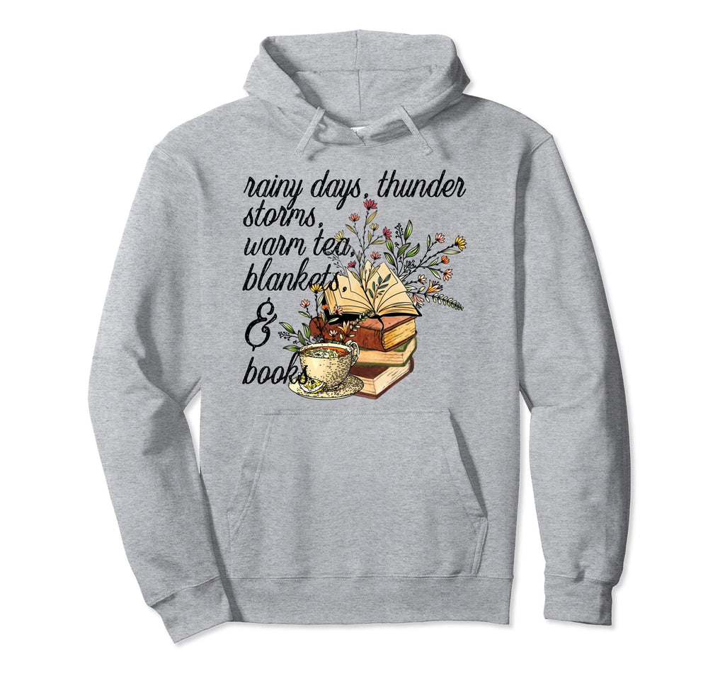 Rainy Day Tea And Book Lover Nerd Hoodie - Unique Graphic Men Women - T-Shirt, Sweatshirt, Hoodie