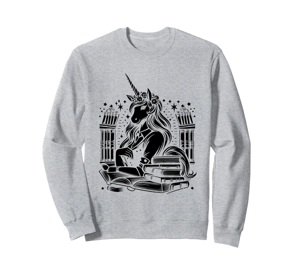 Unicorn Librarian Library Book Reading Sweatshirt - Unique Graphic Unisex - T-Shirt, Sweatshirt, Hoodie