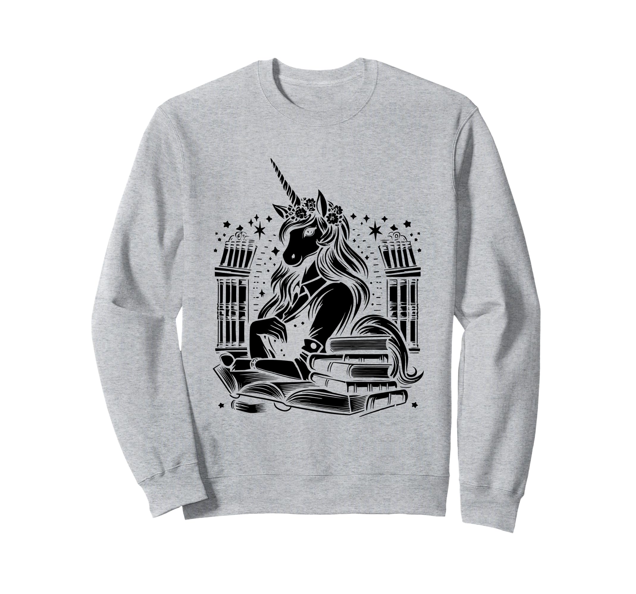 Unicorn Librarian Library Book Reading Sweatshirt - Unique Graphic Unisex - T-Shirt, Sweatshirt, Hoodie