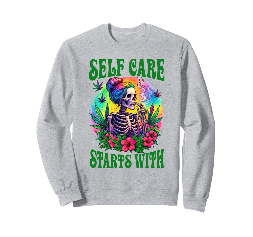 Cannabis Weed Lover Skeleton Sweatshirt - Custom Art Print Men Women - T-Shirt, Sweatshirt, Hoodie