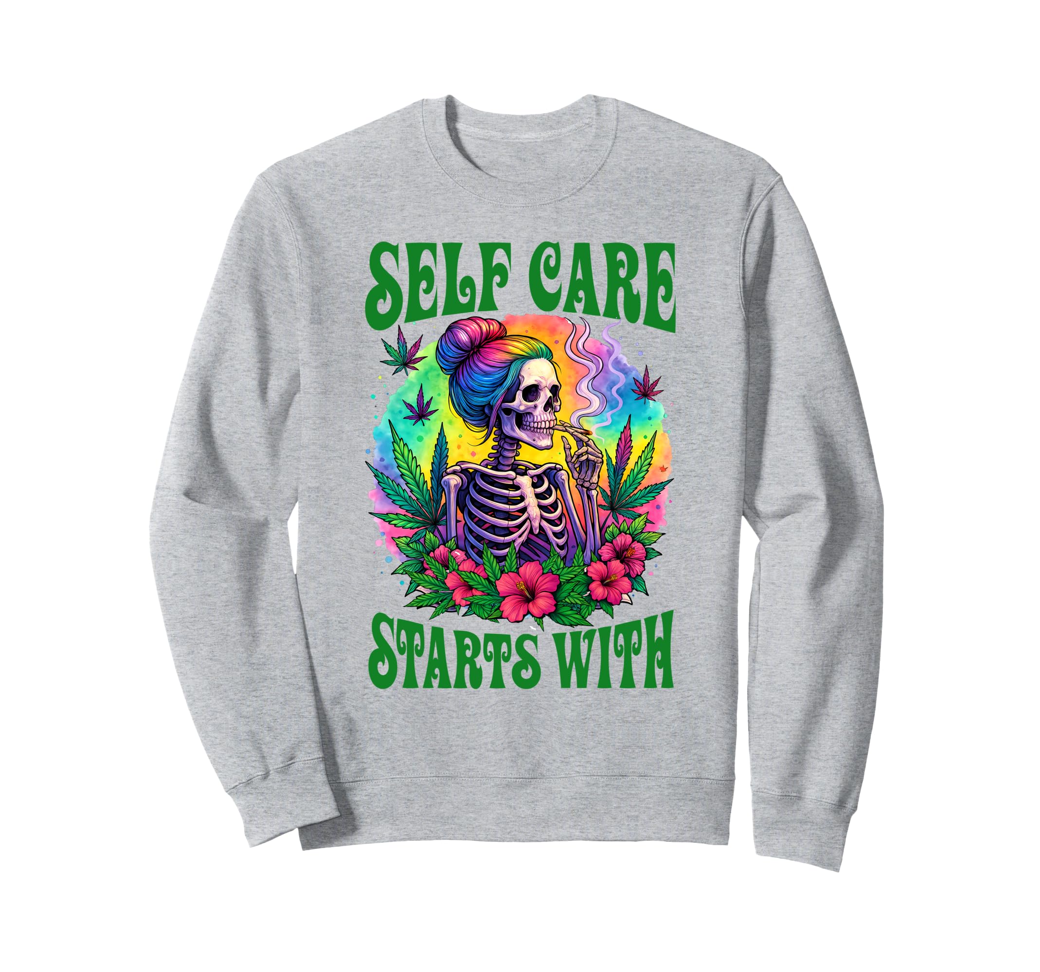 Cannabis Weed Lover Skeleton Sweatshirt - Custom Art Print Men Women - T-Shirt, Sweatshirt, Hoodie
