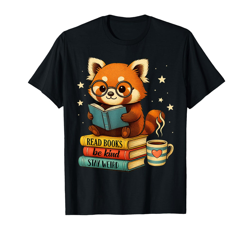 Reading Book Lover Red Panda Read T-Shirt - Novelty Apparel for Adults - T-Shirt, Sweatshirt, Hoodie