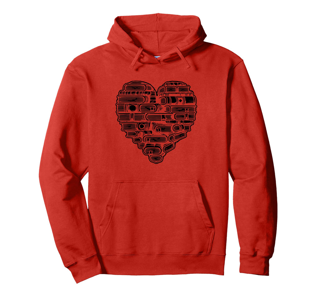 Heart Bookshelf Library Book Reading Hoodie - Casual Everyday Wear Unisex - T-Shirt, Sweatshirt, Hoodie