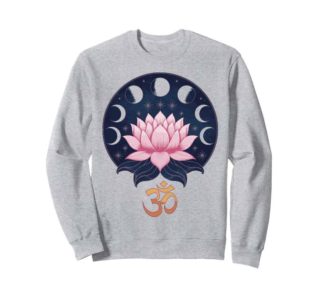 Lotus Flower Moon Phases Zen Yoga Sweatshirt - Novelty Apparel for Adults - T-Shirt, Sweatshirt, Hoodie