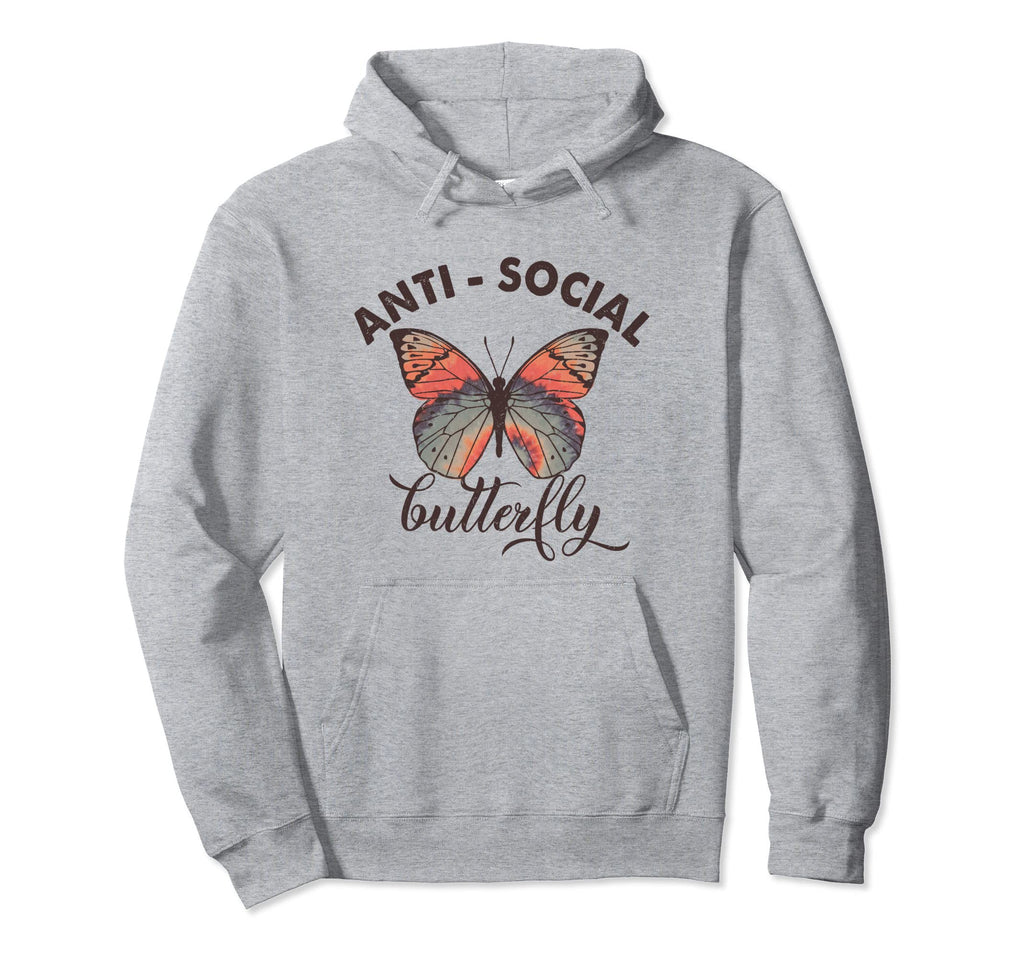 Antisocial Butterfly Anti Social Anxiety Hoodie - Aesthetic Graphic Unisex - T-Shirt, Sweatshirt, Hoodie