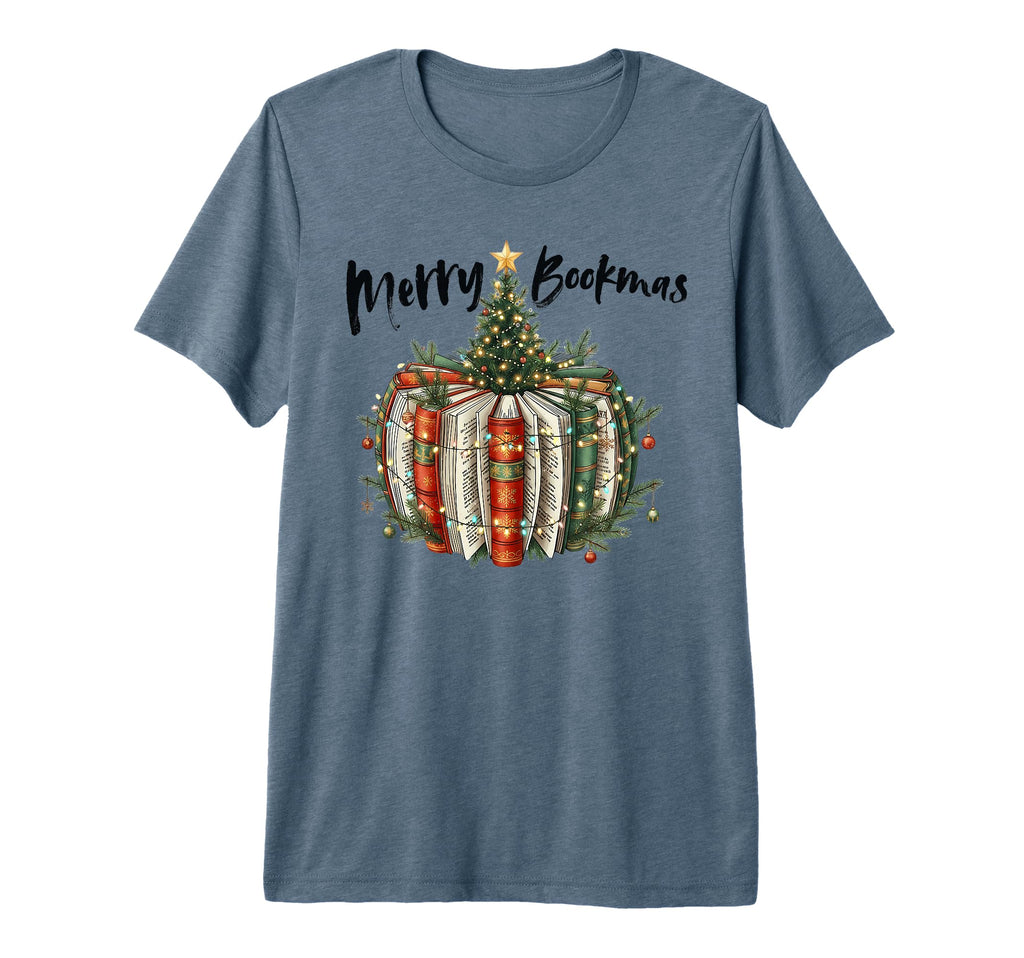 Merry Bookmas Book Lover Tri Blend T-Shirt - Streetwear Style Men Women - T-Shirt, Sweatshirt, Hoodie