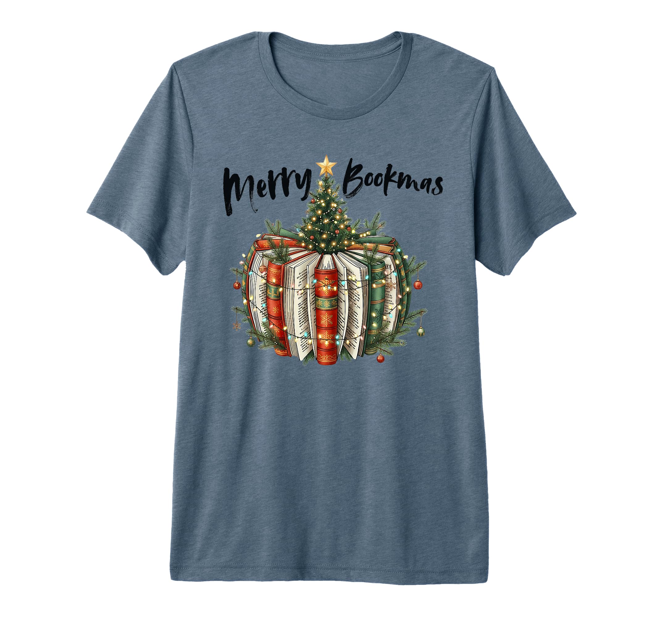 Merry Bookmas Book Lover Tri Blend T-Shirt - Streetwear Style Men Women - T-Shirt, Sweatshirt, Hoodie
