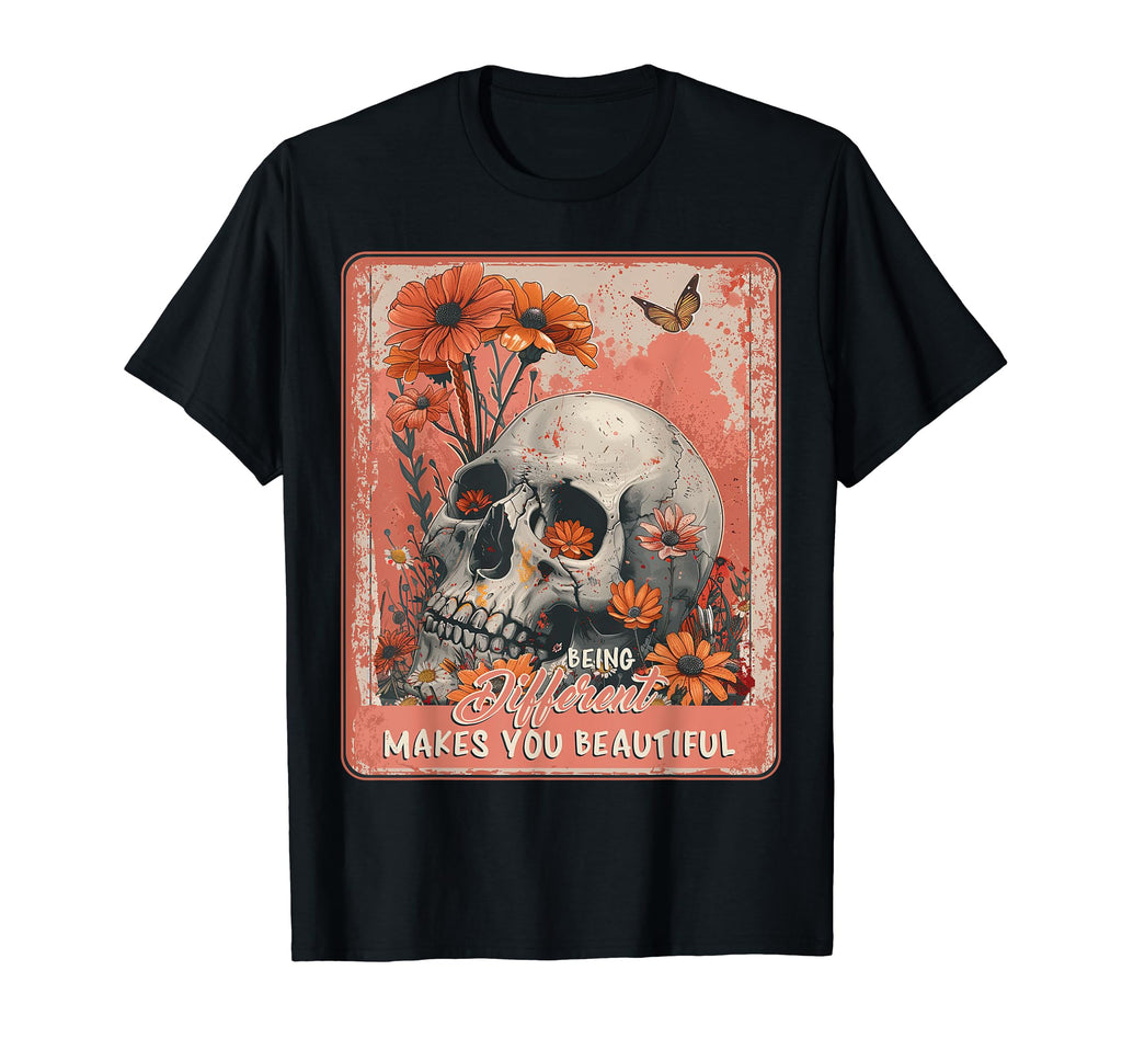 Inspirational Positive Floral Skull T-Shirt - Unique Graphic for Adults - T-Shirt, Sweatshirt, Hoodie