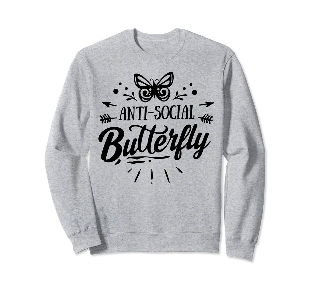 Anti Social Butterfly Sweatshirt - Minimalist Print Men Women - T-Shirt, Sweatshirt, Hoodie