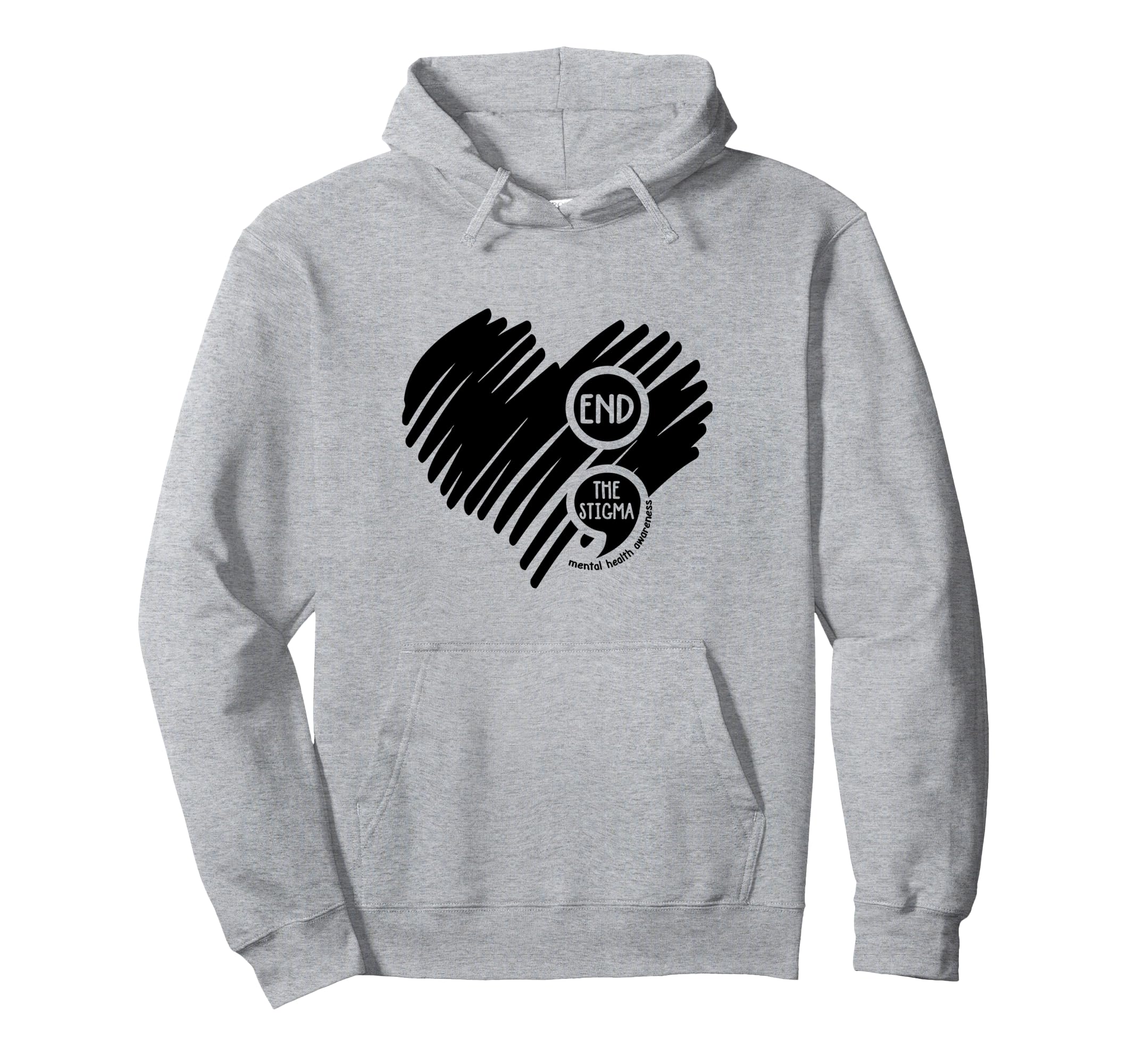 End Stigma Semicolon Mental Health Hoodie - Custom Art Print Unisex - T-Shirt, Sweatshirt, Hoodie