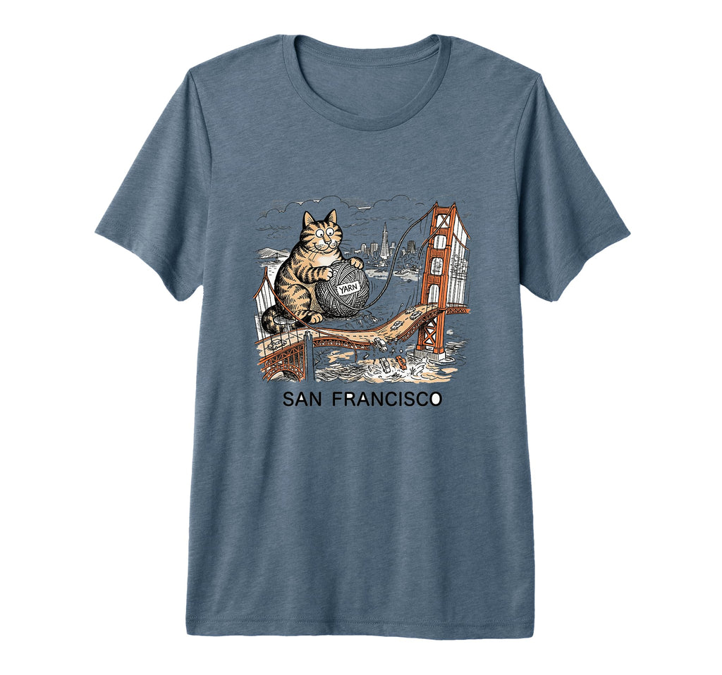 San Francisco Cat Golden Gates Bridge T-Shirt - Trendy Graphic Men Women - T-Shirt, Sweatshirt, Hoodie
