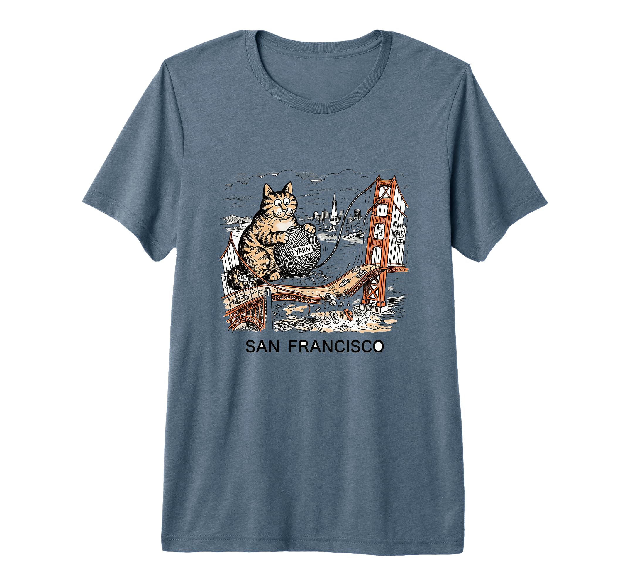 San Francisco Cat Golden Gates Bridge T-Shirt - Trendy Graphic Men Women - T-Shirt, Sweatshirt, Hoodie