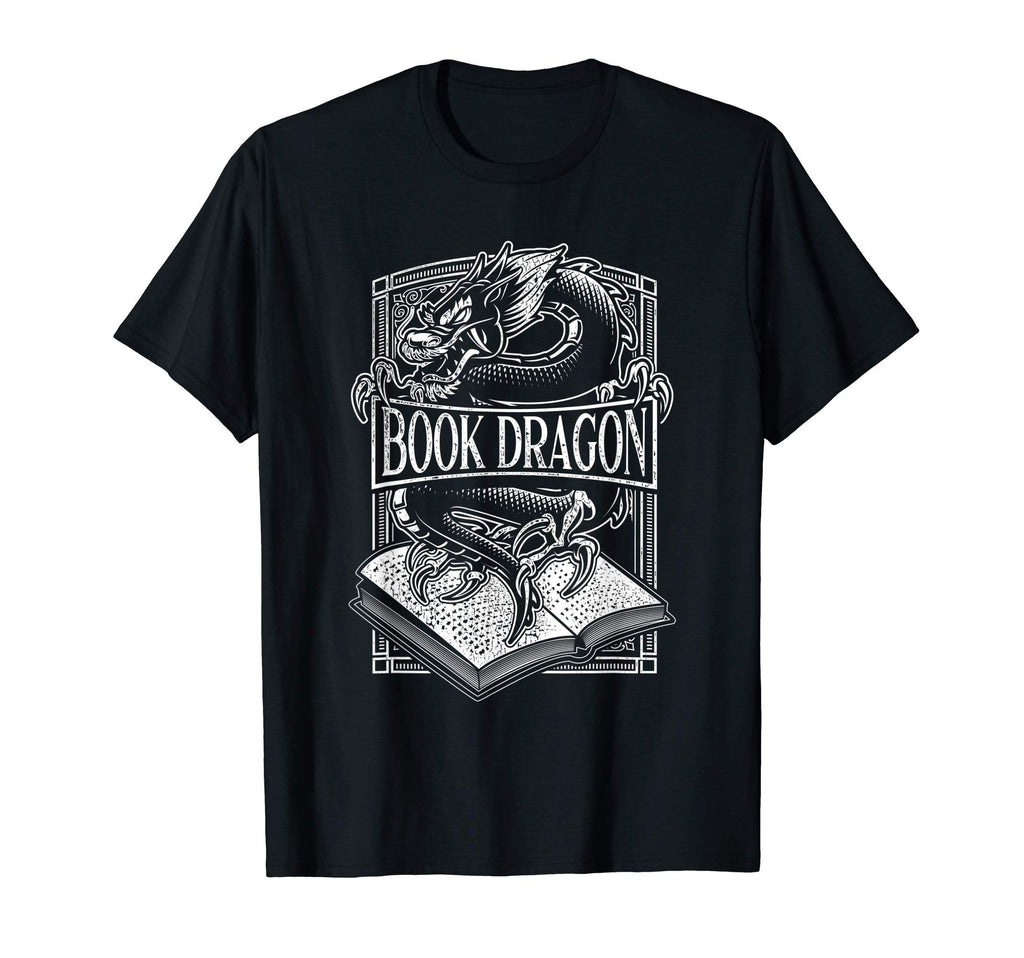 Book Dragon Reading Lover Distressed T-Shirt - Fun Novelty Design Unisex - T-Shirt, Sweatshirt, Hoodie