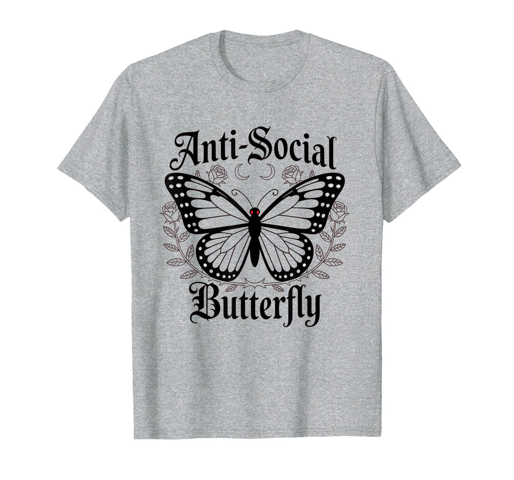 Antisocial Butterfly Gothic Aesthetic T-Shirt - Minimalist Print for Adults - T-Shirt, Sweatshirt, Hoodie