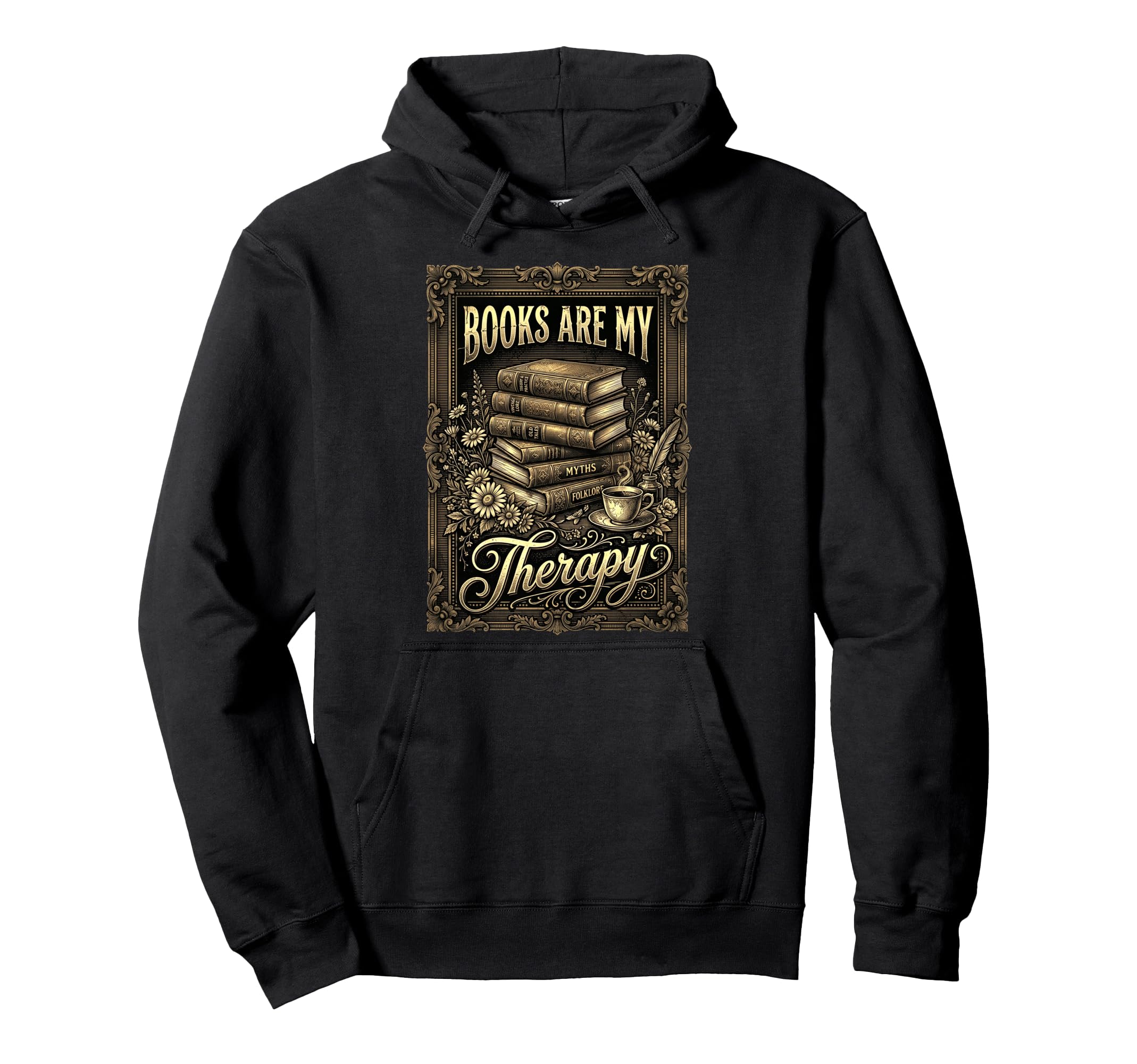 Books Are My Therapy Coffee Bookworm Hoodie - Fun Novelty Design Unisex - T-Shirt, Sweatshirt, Hoodie