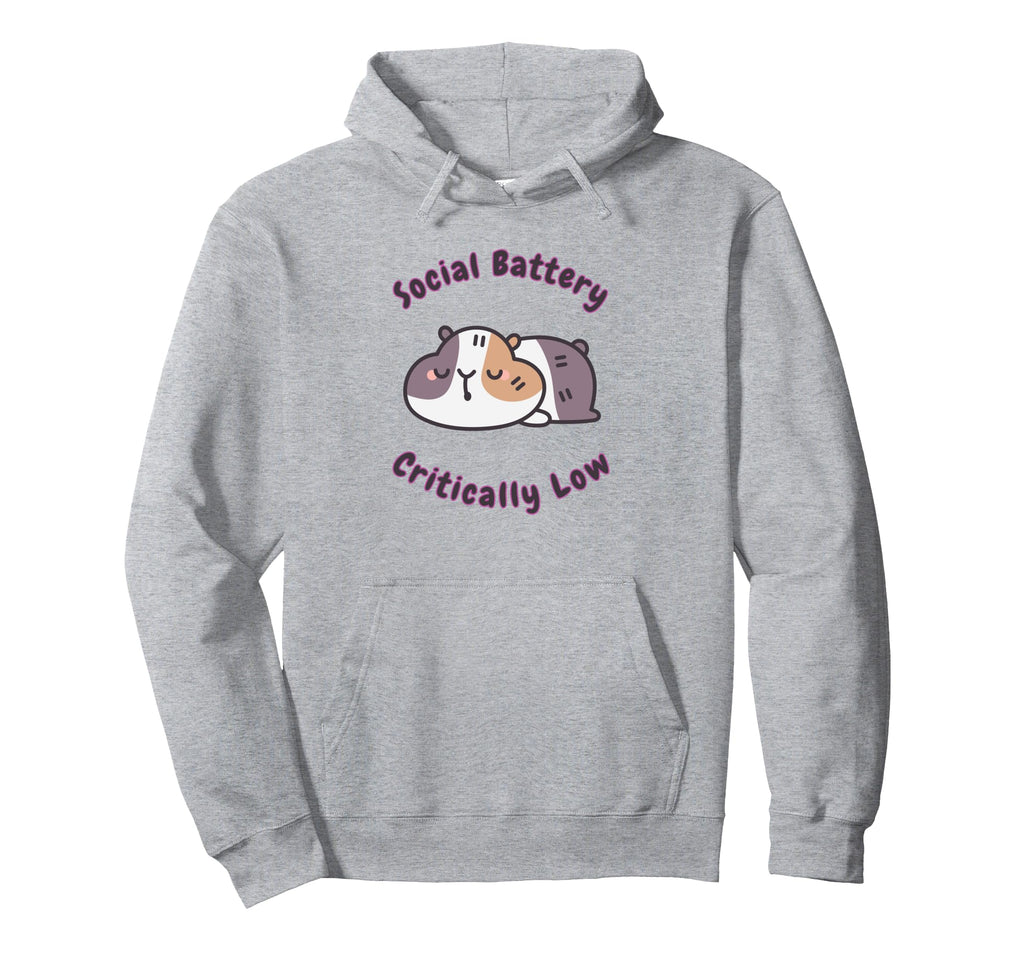 Social Battery Critically Low Guinea Hoodie - Trendy Graphic for Adults - T-Shirt, Sweatshirt, Hoodie