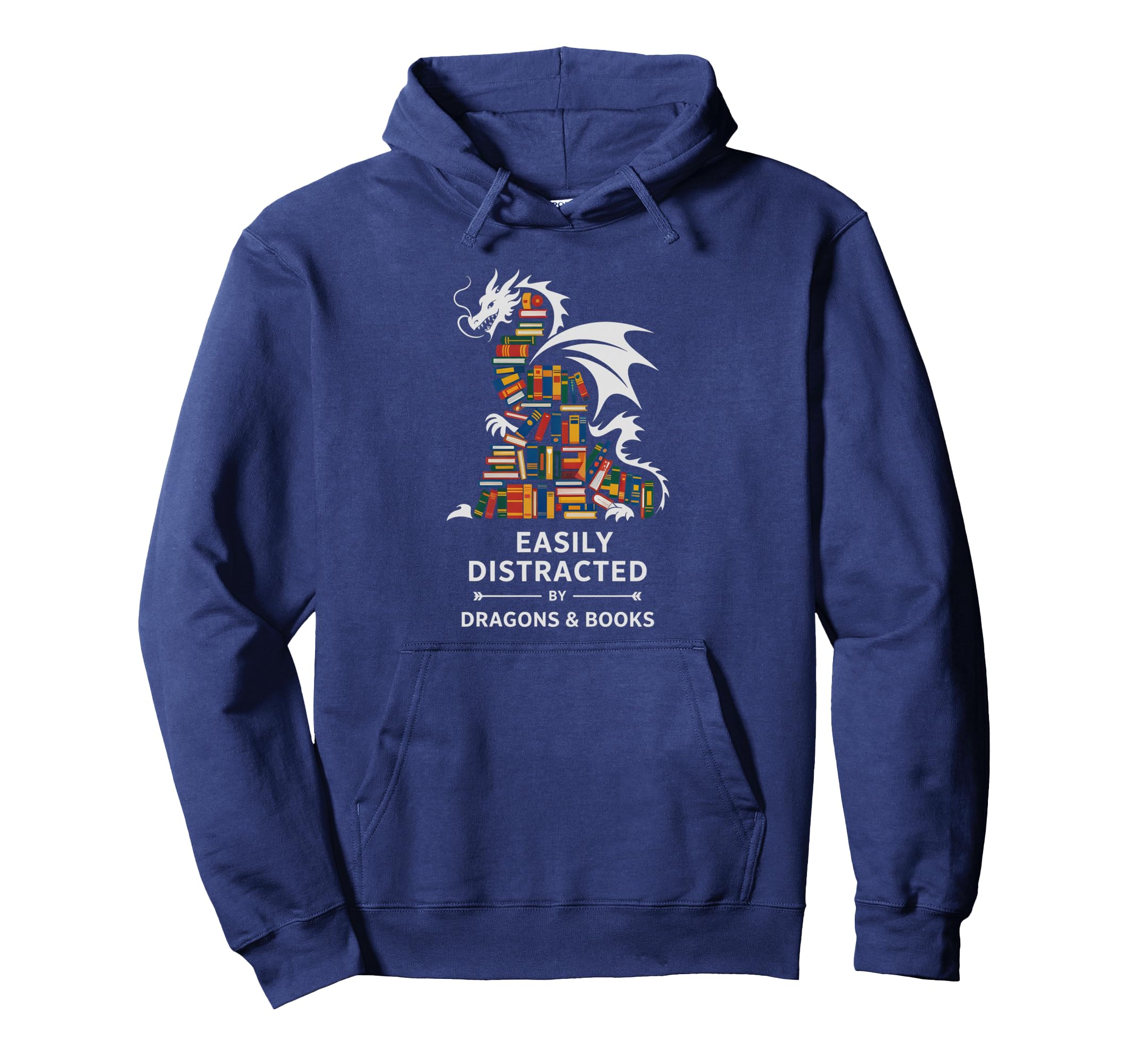 Easily Distracted Dragons Books Reading Hoodie - Aesthetic Graphic Unisex - T-Shirt, Sweatshirt, Hoodie