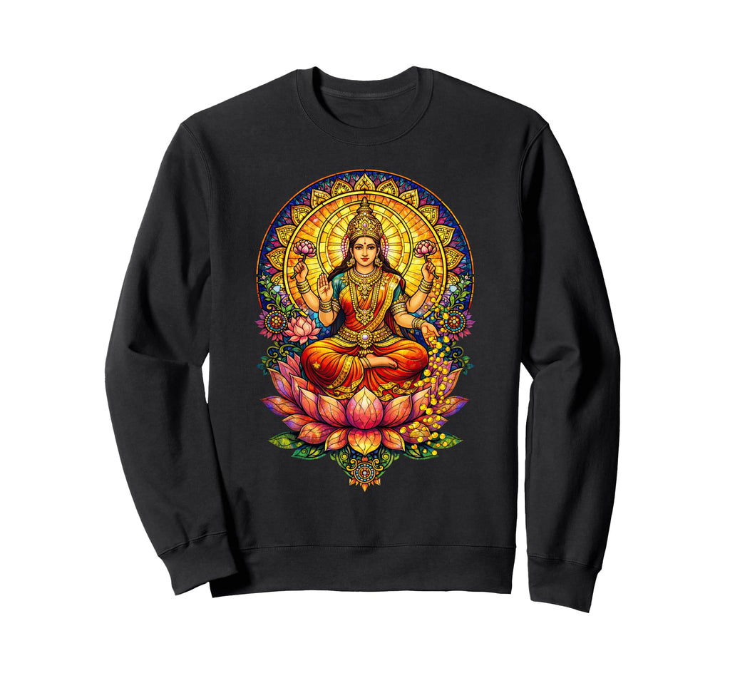 Goddess Lakshmi Stained Glass Hindu Sweatshirt - Trendy Graphic Men Women - T-Shirt, Sweatshirt, Hoodie