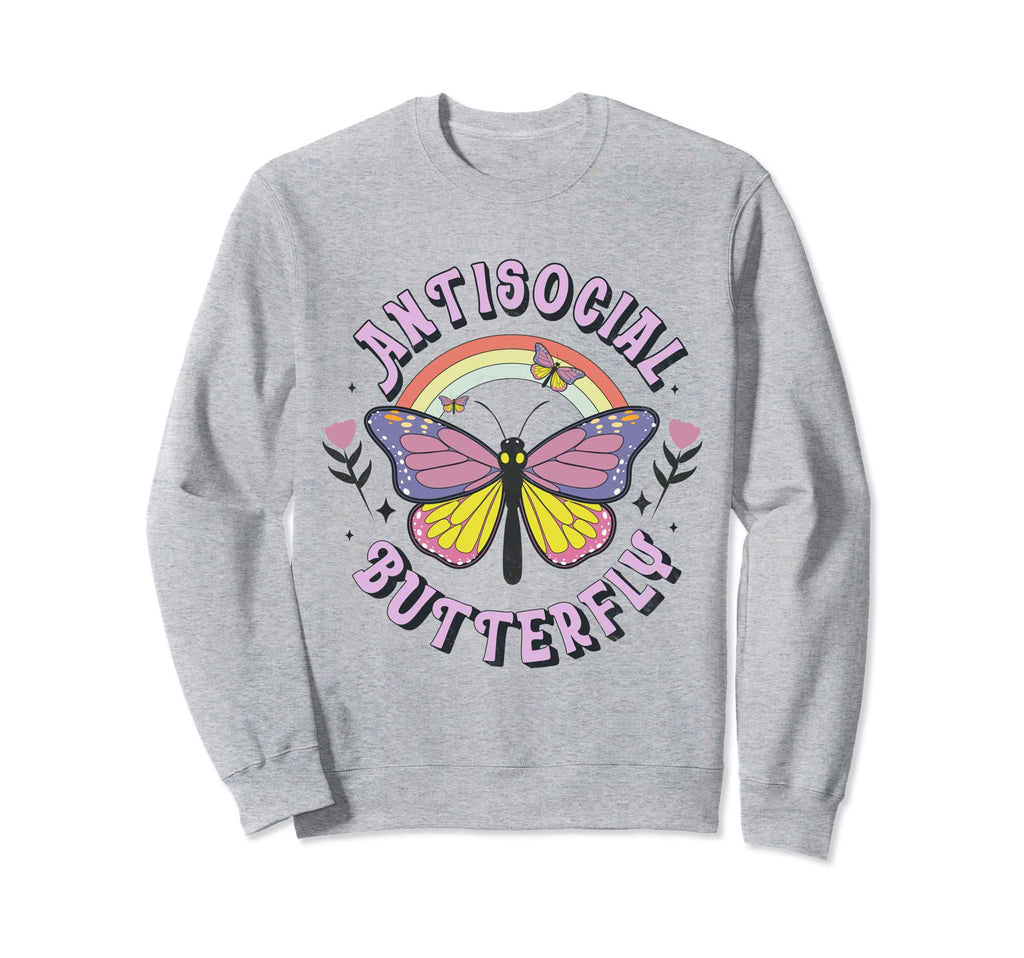 Antisocial Butterfly Tees Introvert Sweatshirt - Trendy Graphic Men Women - T-Shirt, Sweatshirt, Hoodie