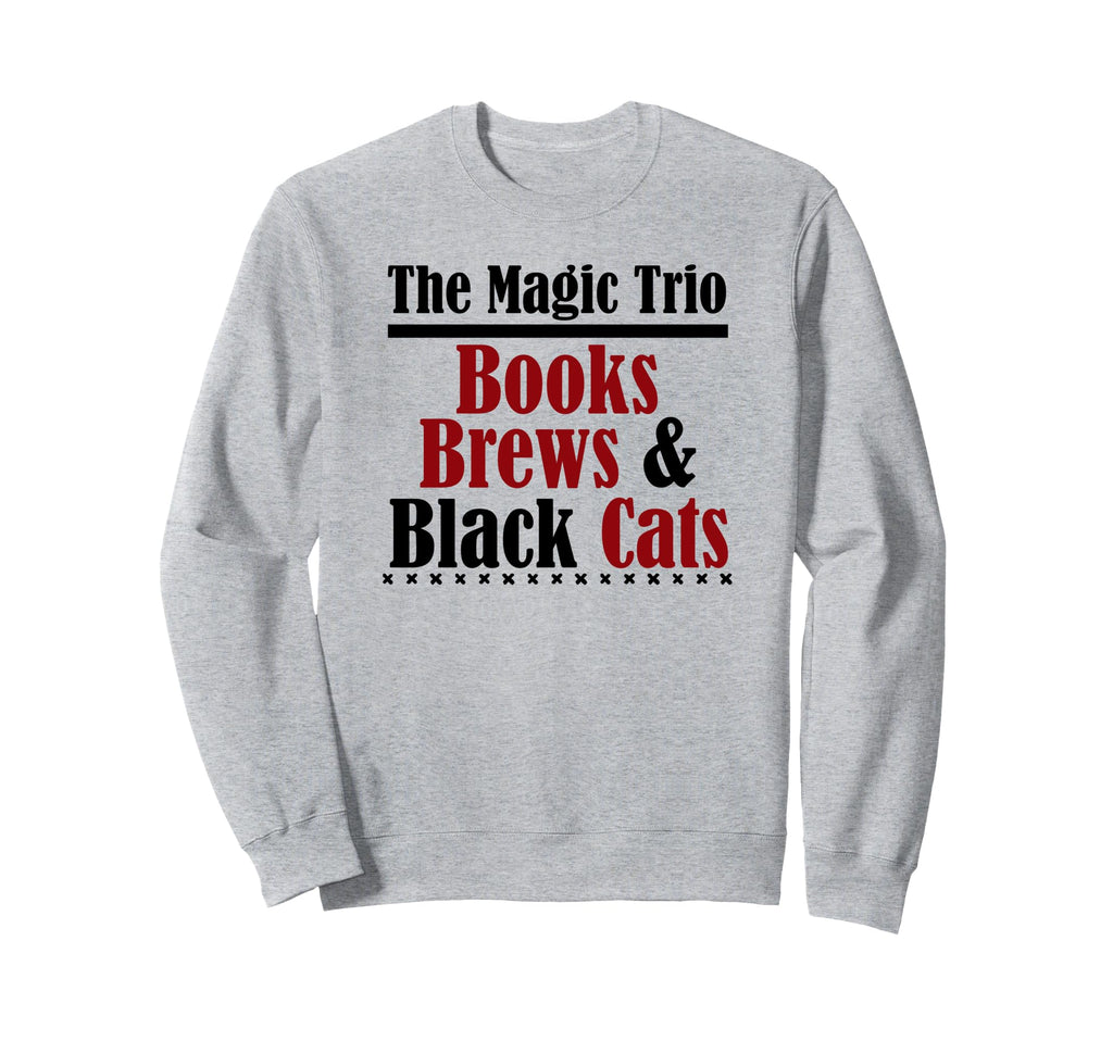 Books Brews Black Cats Magic Trio Sweatshirt - Custom Art Print Unisex - T-Shirt, Sweatshirt, Hoodie