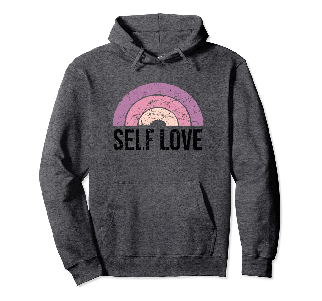 Self Love Rainbow Pastel Positive Hoodie - Minimalist Print for Adults - T-Shirt, Sweatshirt, Hoodie