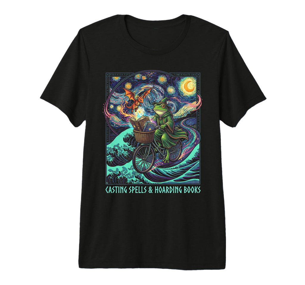 Wizard Frog Book Hoarding Lover T-Shirt - Trendy Graphic Men Women - T-Shirt, Sweatshirt, Hoodie