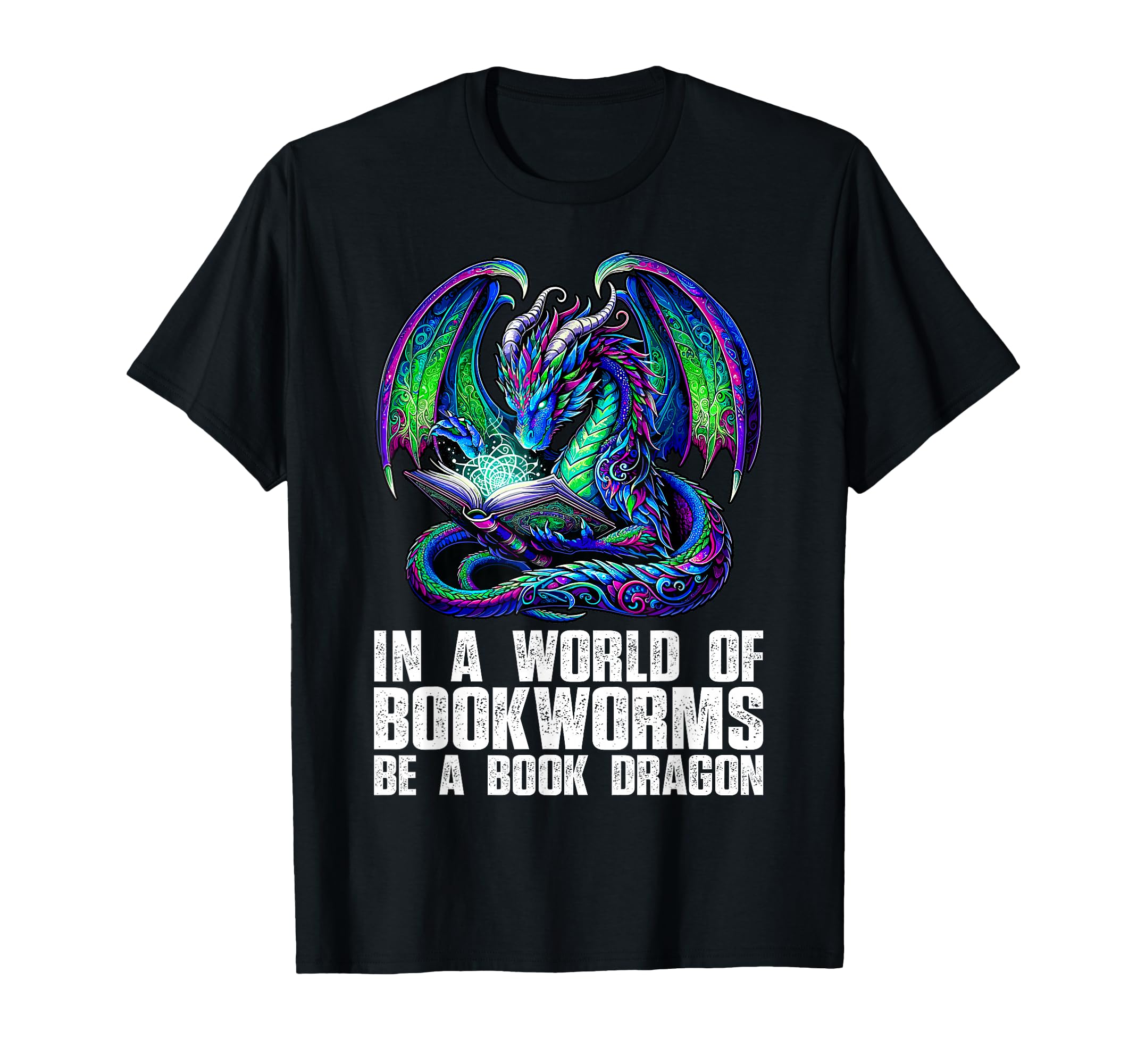 World Bookworms Be Book Dragon Reading T-Shirt - Unique Graphic for Adults - T-Shirt, Sweatshirt, Hoodie