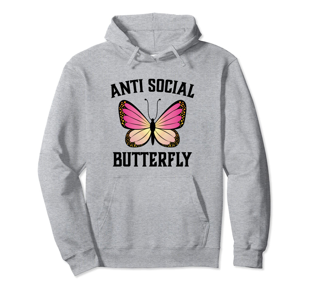 Anti Social Butterfly Hoodie - Unique Graphic Unisex - T-Shirt, Sweatshirt, Hoodie