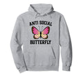 Anti Social Butterfly Hoodie - Unique Graphic Unisex - T-Shirt, Sweatshirt, Hoodie