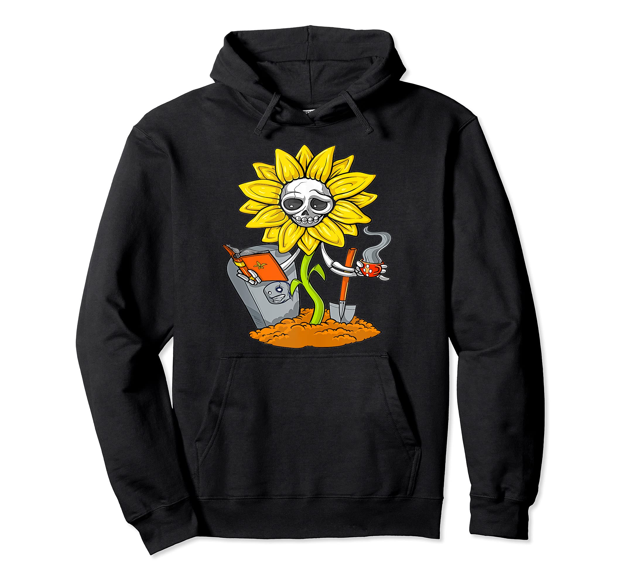 Sunflower Skull Decor Books Coffee Hoodie - Custom Art Print Unisex - T-Shirt, Sweatshirt, Hoodie