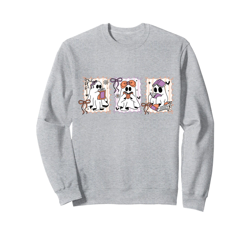 Bookish Coquette Ghost Reading Book Sweatshirt - Trendy Graphic Unisex - T-Shirt, Sweatshirt, Hoodie