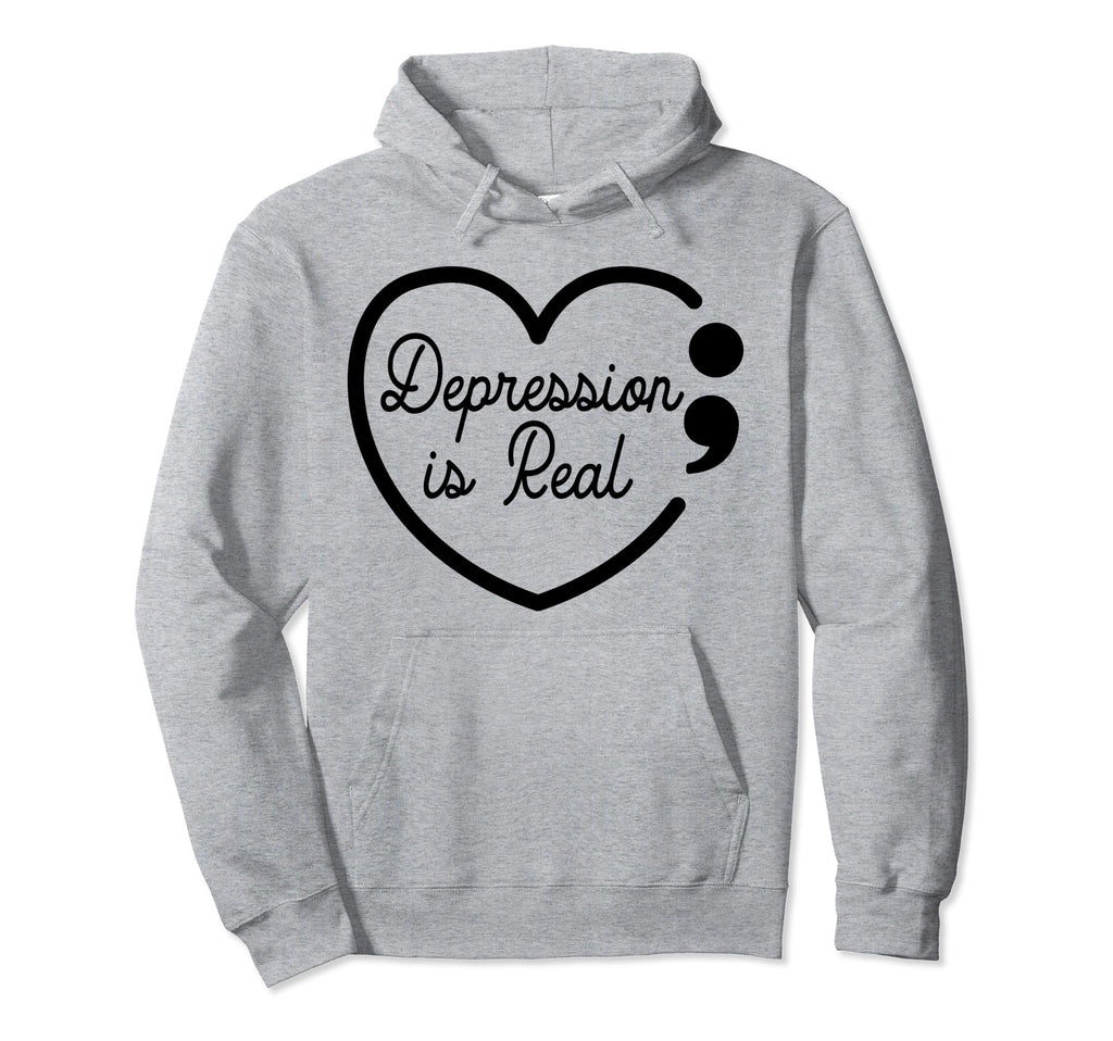 Depression Is Real Depression Mental Health Hoodie - Unique Graphic Unisex - T-Shirt, Sweatshirt, Hoodie