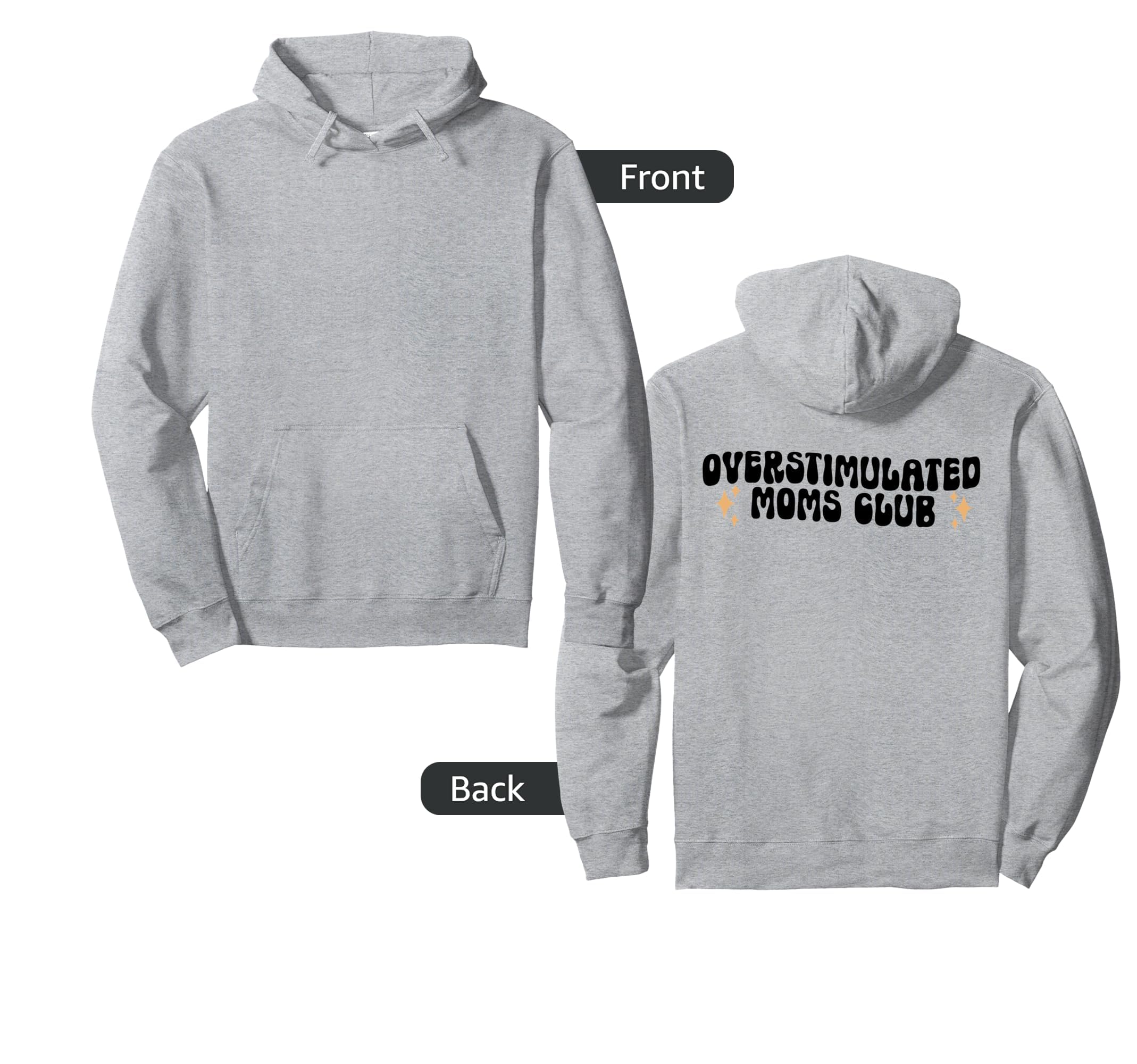 Overstimulated Moms Club Groovy Funny Hoodie - Minimalist Print for Adults - T-Shirt, Sweatshirt, Hoodie
