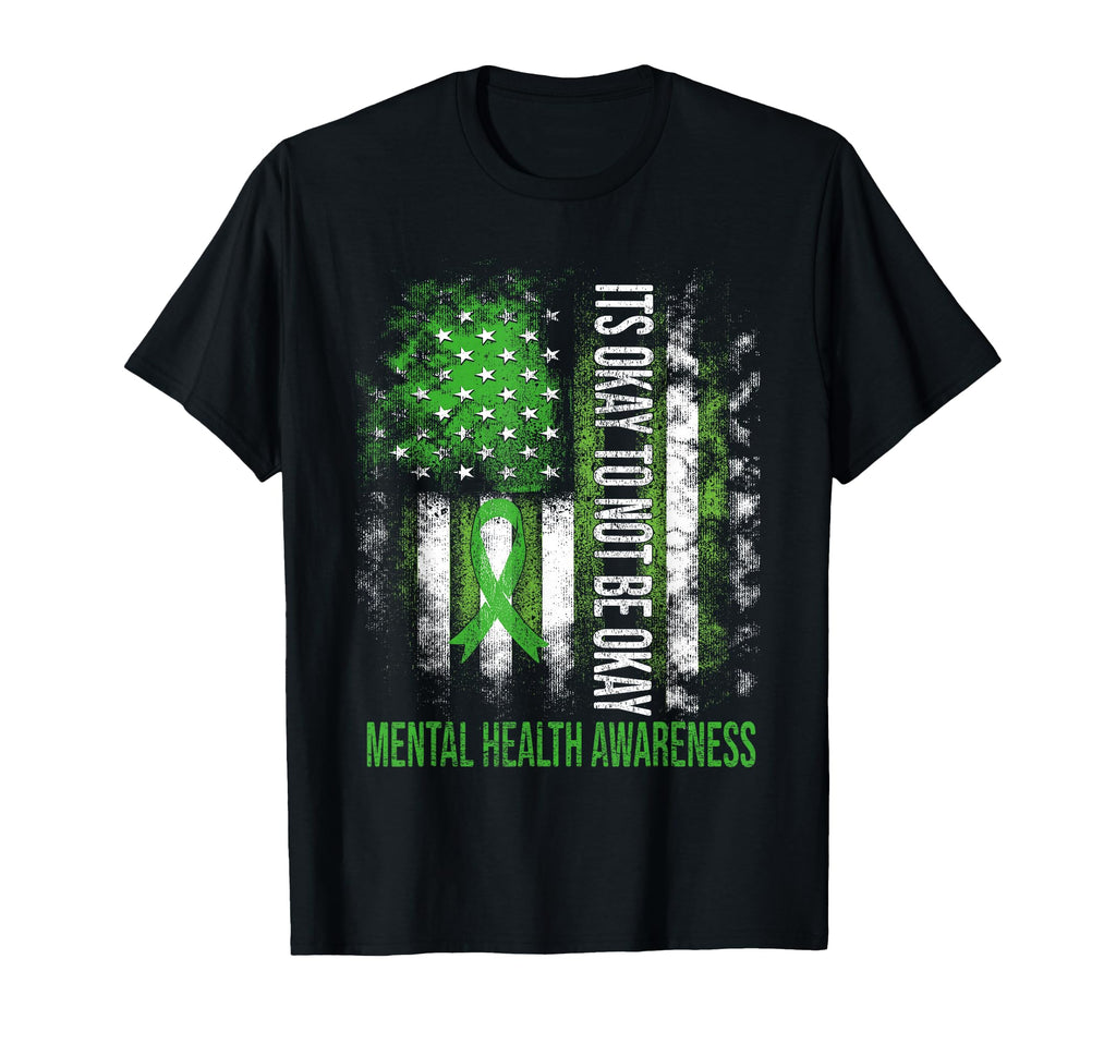 Its Okay To Not Be Okay Us Flag Mental T-Shirt - Custom Art Print Unisex - T-Shirt, Sweatshirt, Hoodie