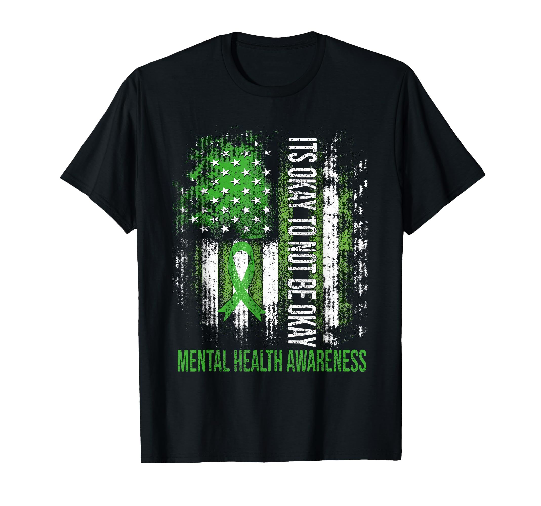 Its Okay To Not Be Okay Us Flag Mental T-Shirt - Custom Art Print Unisex - T-Shirt, Sweatshirt, Hoodie
