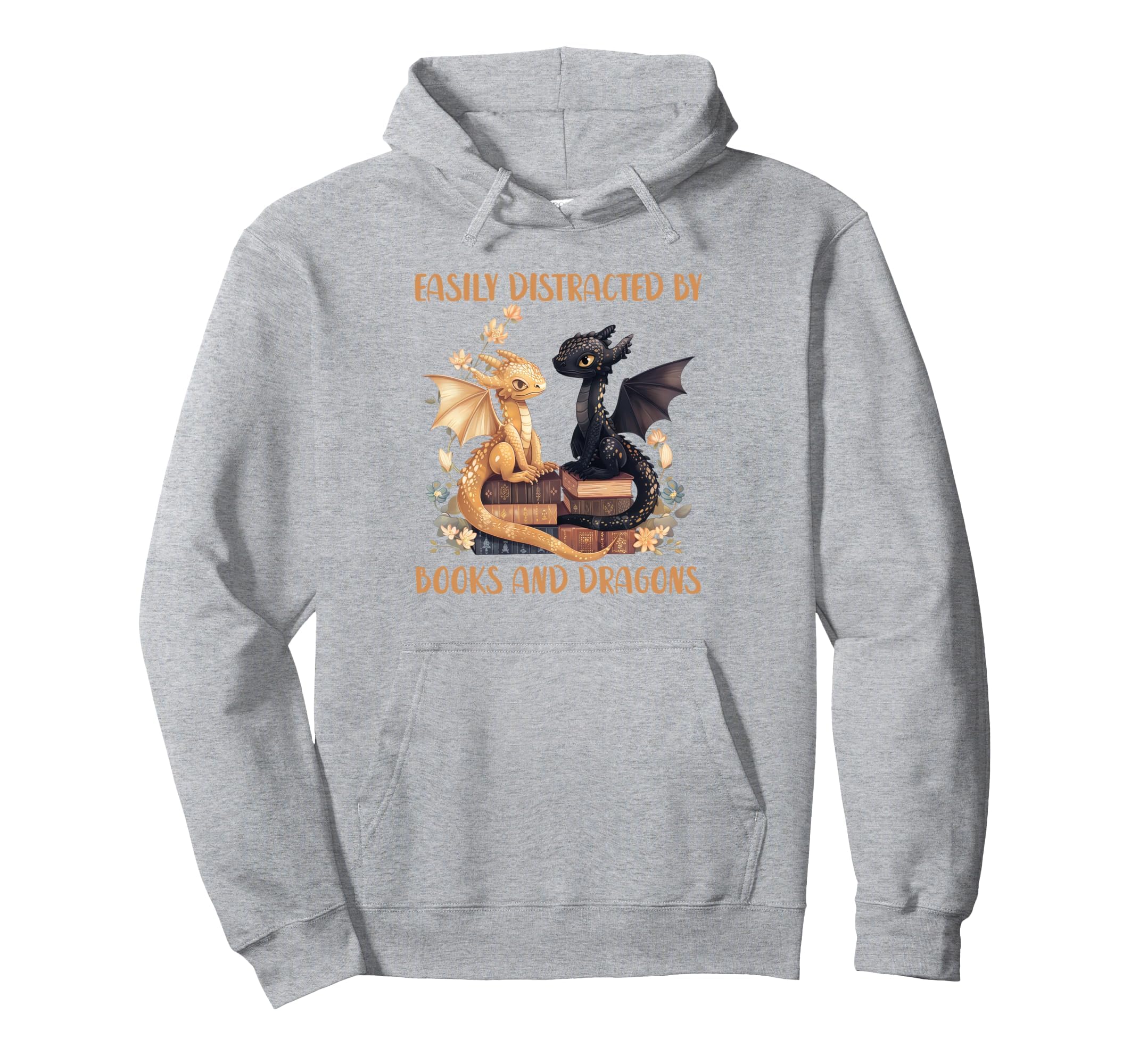 Easily Distracted Books Dragons Hoodie - Graphic Print for Adults - T-Shirt, Sweatshirt, Hoodie