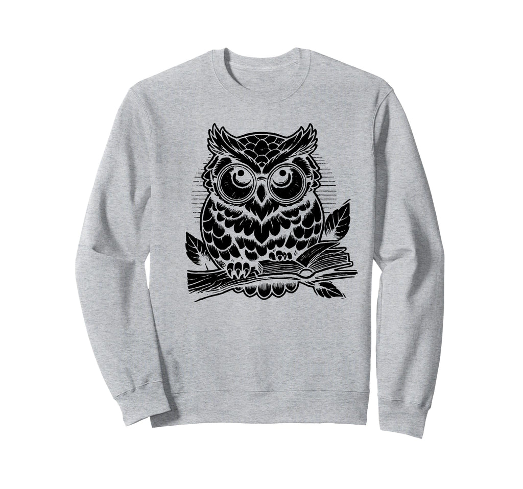 Owl Reading Bookworm Library Book Sweatshirt - Trendy Graphic Men Women - T-Shirt, Sweatshirt, Hoodie