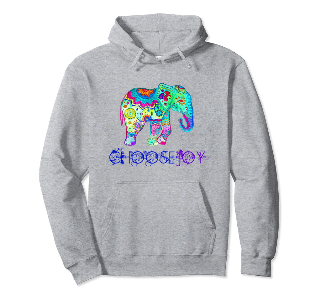 Choose Joy Boho Elephant Mandala Hoodie - Unique Graphic for Adults - T-Shirt, Sweatshirt, Hoodie