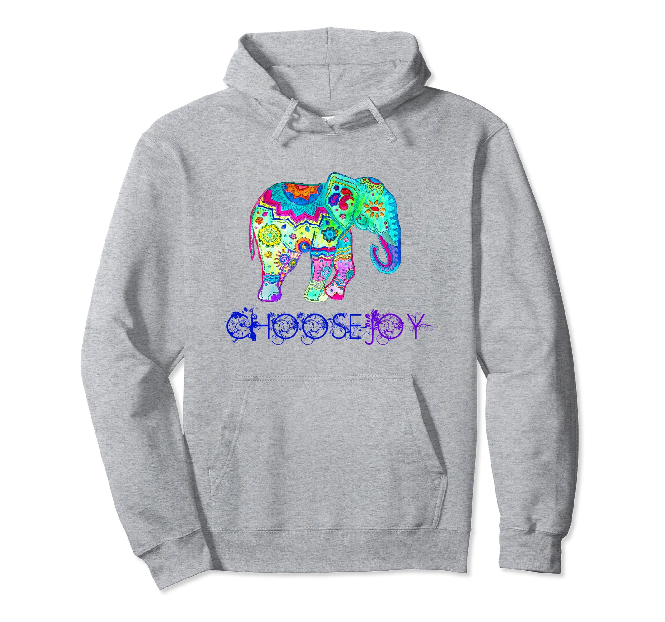 Choose Joy Boho Elephant Mandala Hoodie - Unique Graphic for Adults - T-Shirt, Sweatshirt, Hoodie