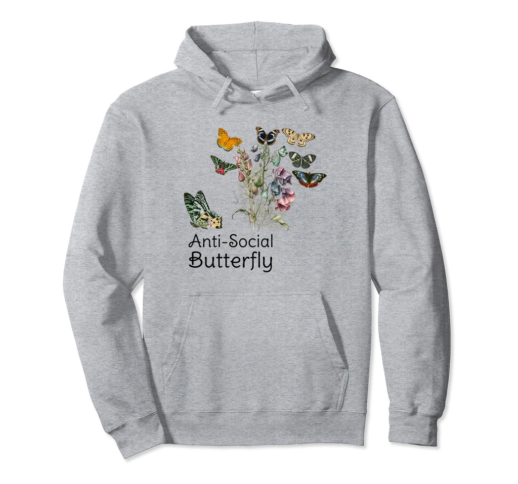 Anti Social Butterfly Unique Hoodie - Casual Everyday Wear Unisex - T-Shirt, Sweatshirt, Hoodie