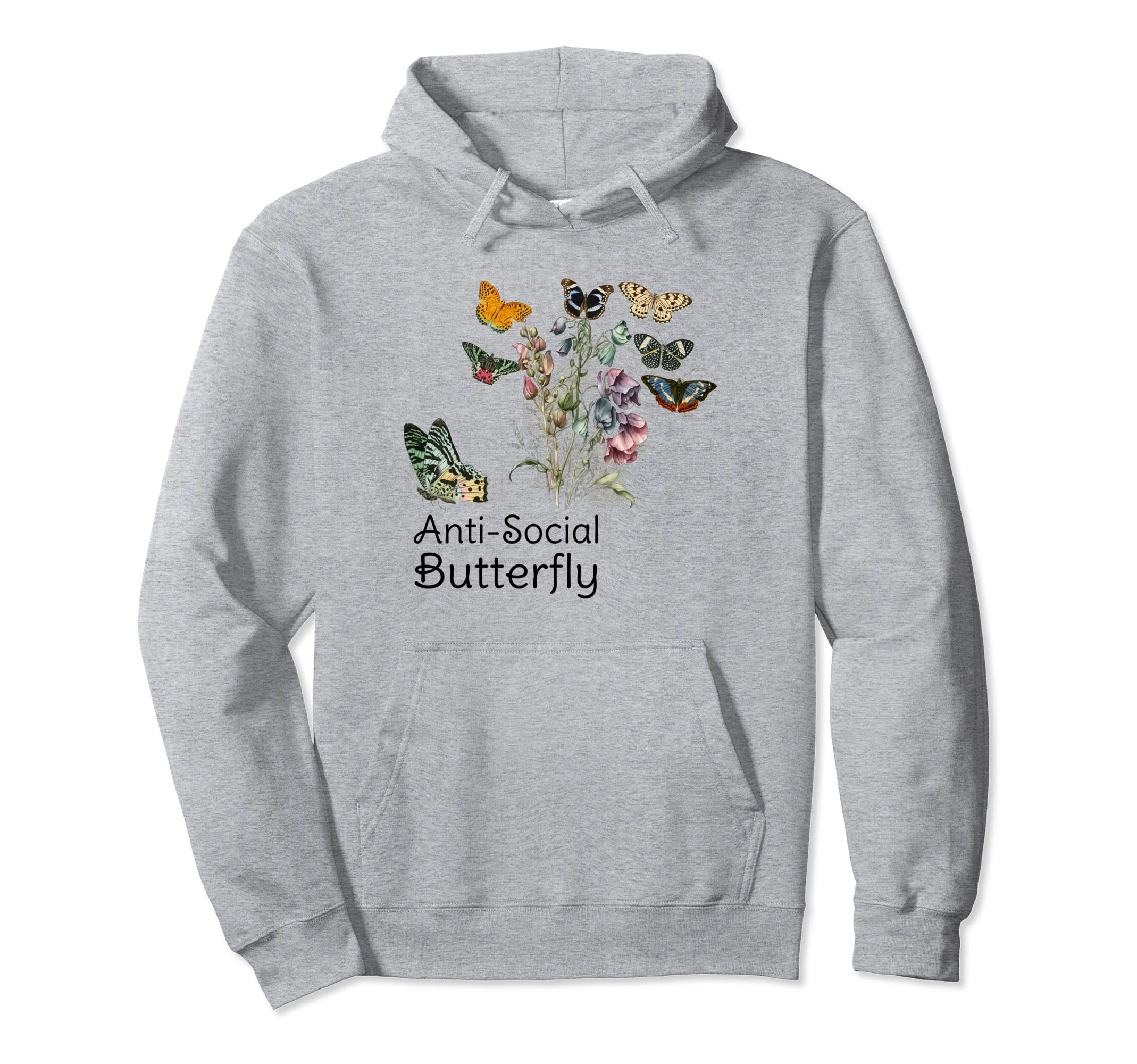 Anti Social Butterfly Unique Hoodie - Casual Everyday Wear Unisex - T-Shirt, Sweatshirt, Hoodie