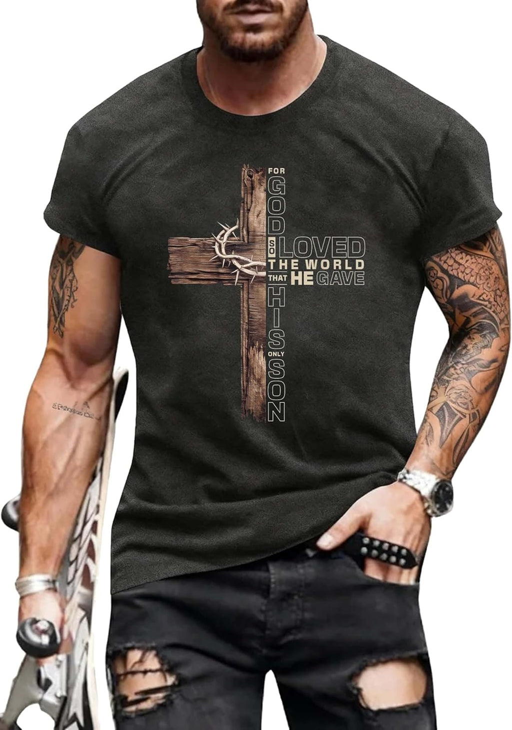 Christian Shirts for Men: Jesus Cross Religious Graphic T-Shirt Bible Verse Printed Shirt Crew Neck Short Sleeve Top - T-Shirt, Sweatshirt, Hoodie
