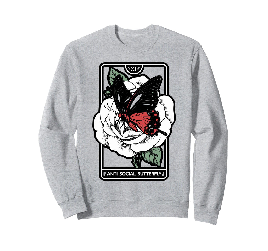 Anti Social Butterfly Gothic Tarot Sweatshirt - Casual Everyday Wear Unisex - T-Shirt, Sweatshirt, Hoodie