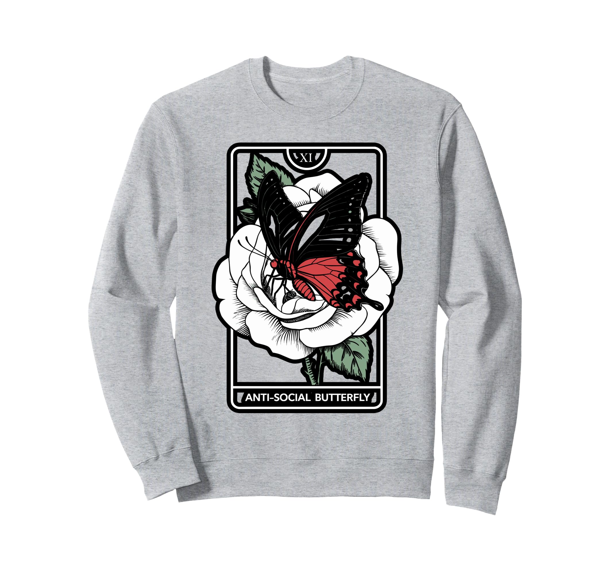 Anti Social Butterfly Gothic Tarot Sweatshirt - Casual Everyday Wear Unisex - T-Shirt, Sweatshirt, Hoodie