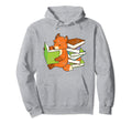 Fox Book Nerd Funny Animal Lover Hoodie - Minimalist Print for Adults - T-Shirt, Sweatshirt, Hoodie