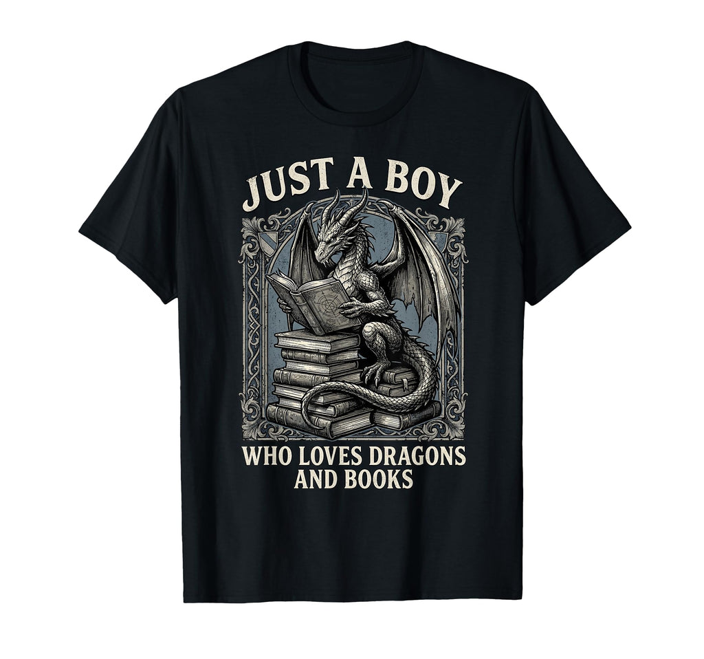Just Who Loves Dragons And Books T-Shirt - Trendy Graphic Men Women - T-Shirt, Sweatshirt, Hoodie