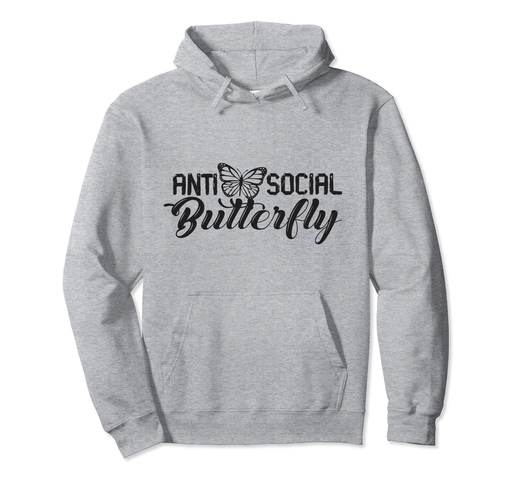 Antisocial Butterfly Antisocial Hoodie - Minimalist Print for Adults - T-Shirt, Sweatshirt, Hoodie