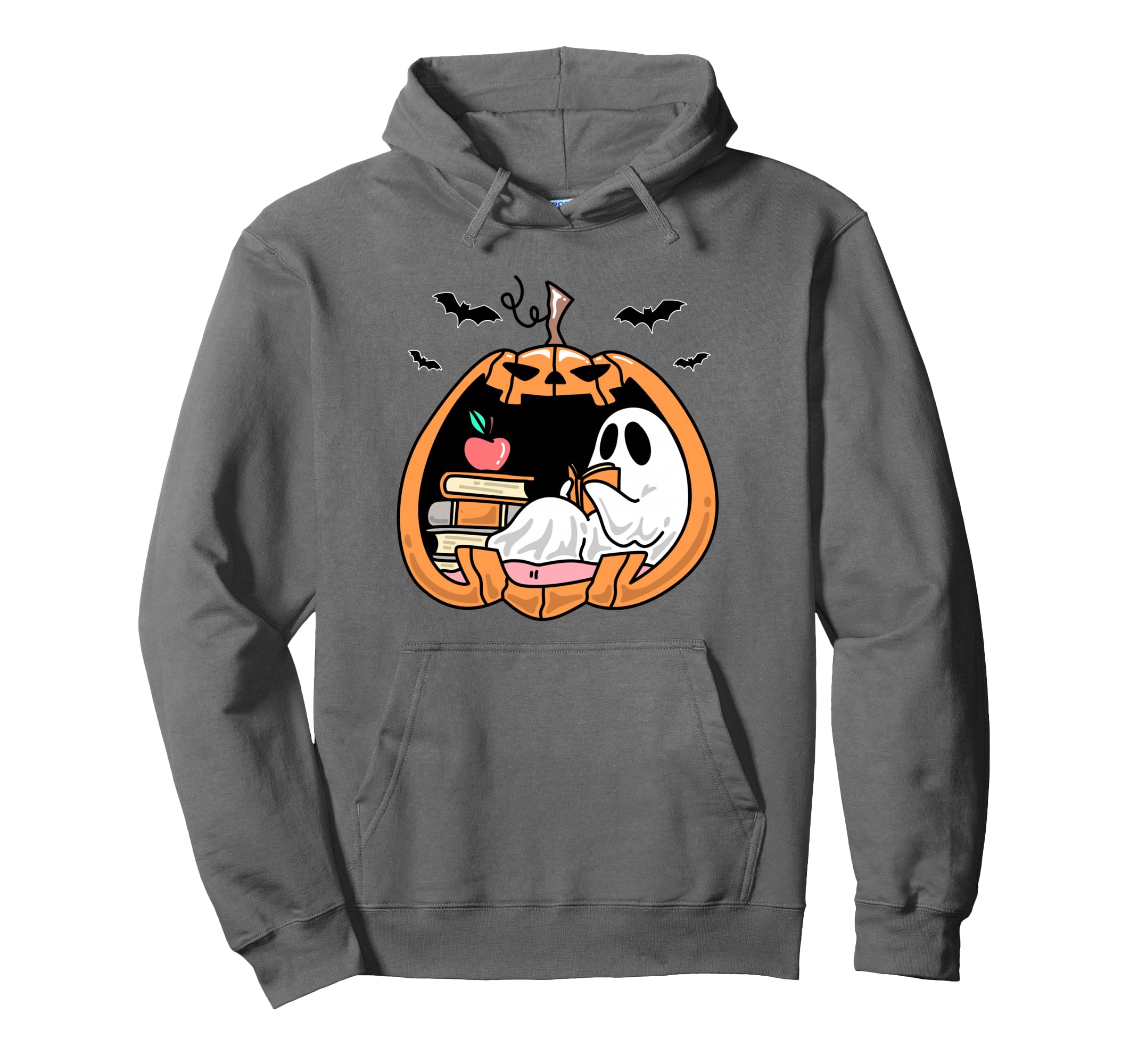 Ghost Reading Pumpkin Halloween Book Hoodie - Casual Everyday Wear Unisex - T-Shirt, Sweatshirt, Hoodie