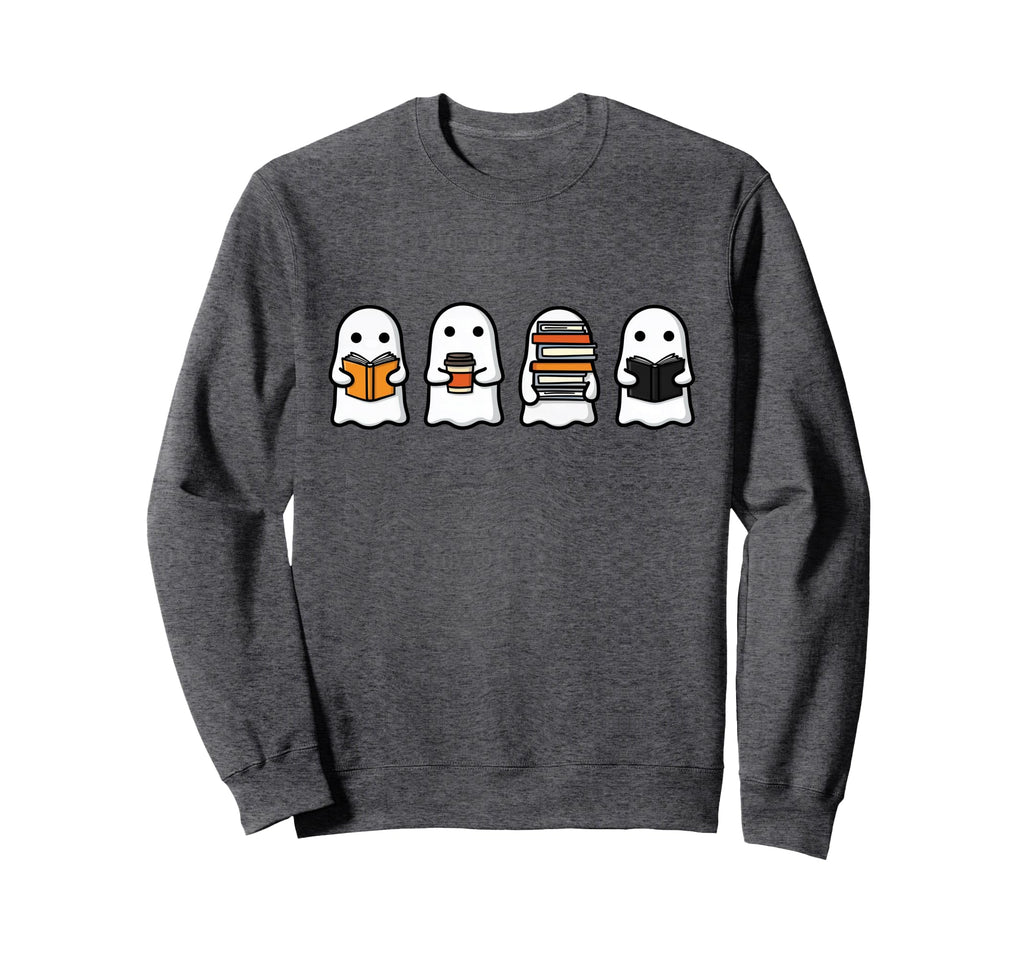 Ghost Halloween Teacher Reading Books Sweatshirt - Streetwear Style Unisex - T-Shirt, Sweatshirt, Hoodie