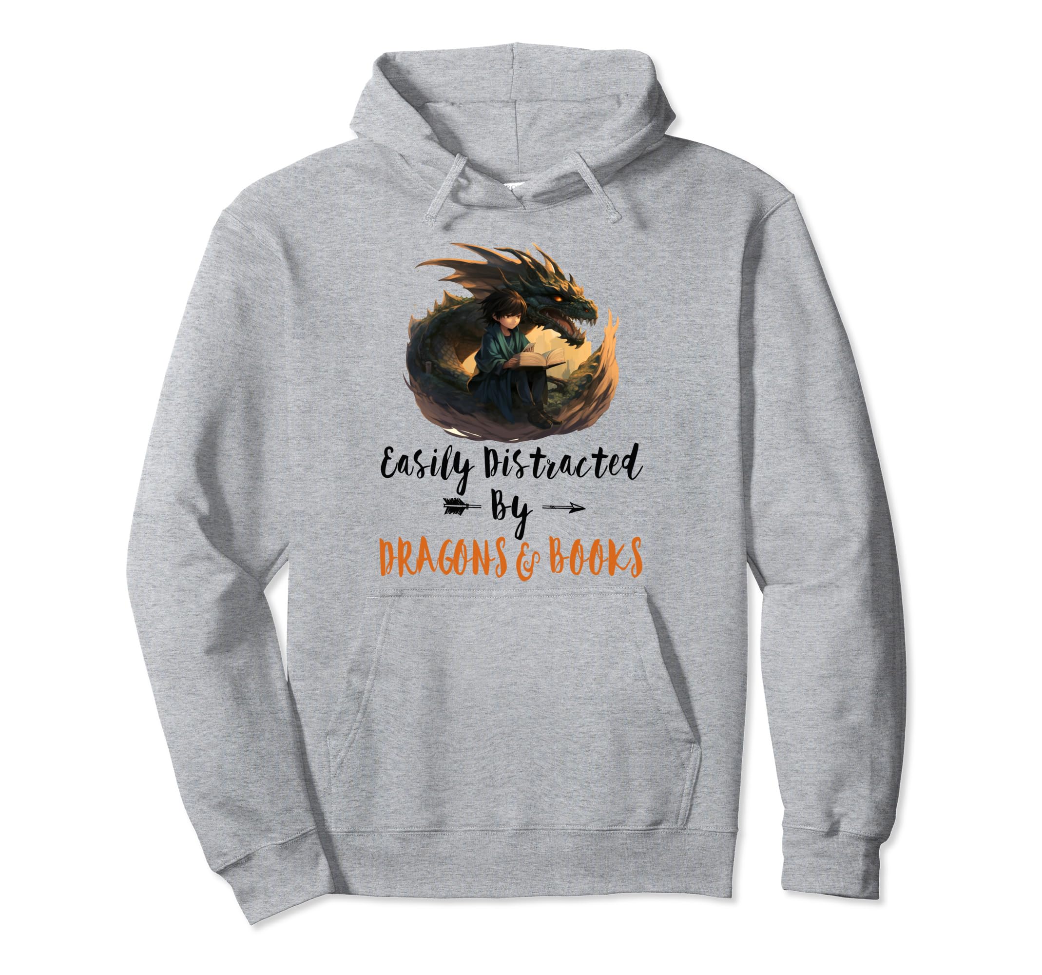 Easily Distracted Dragons And Books Hoodie - Unique Graphic for Adults - T-Shirt, Sweatshirt, Hoodie